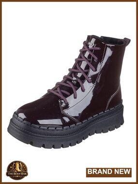 Womens Chunky Platform Ankle Boots with Faux Fur Lining and Lace-Up Zip Closure